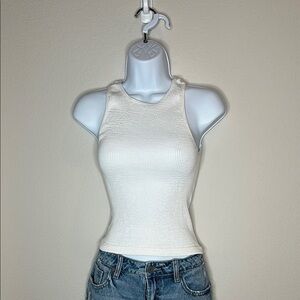 Ultra Flirt White Fitted Sleeveless Tank Top